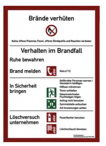 Brandschutzordnung Teil A Brände DIN 14096 ohne Feuermelder, mit Wandhydrant